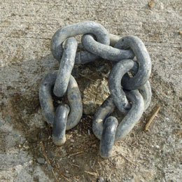 A chain loop ground anchor