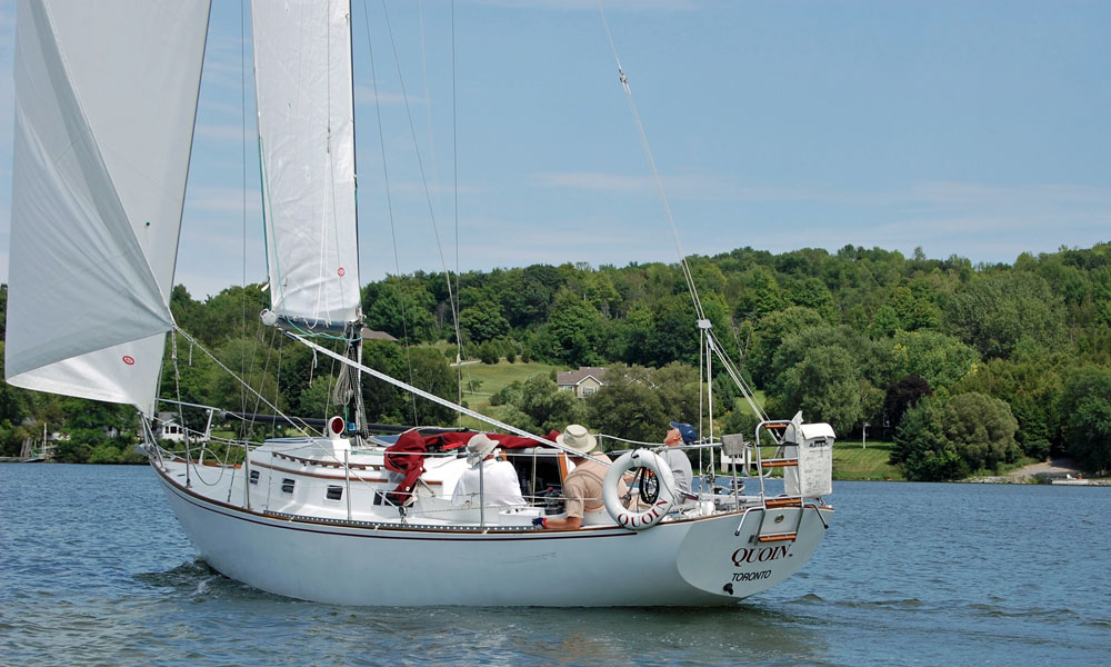 A very pretty sloop-rigged sailboat from the 1960s - 'Quoin', a C&C Corvette 31