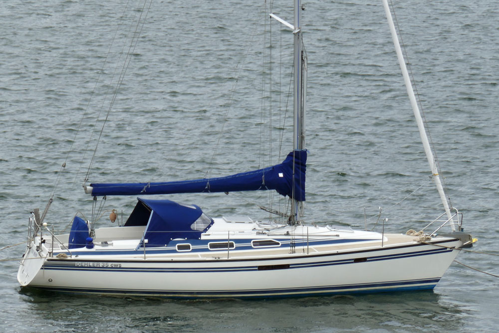 A Dehler 35 CWS moored fore and aft