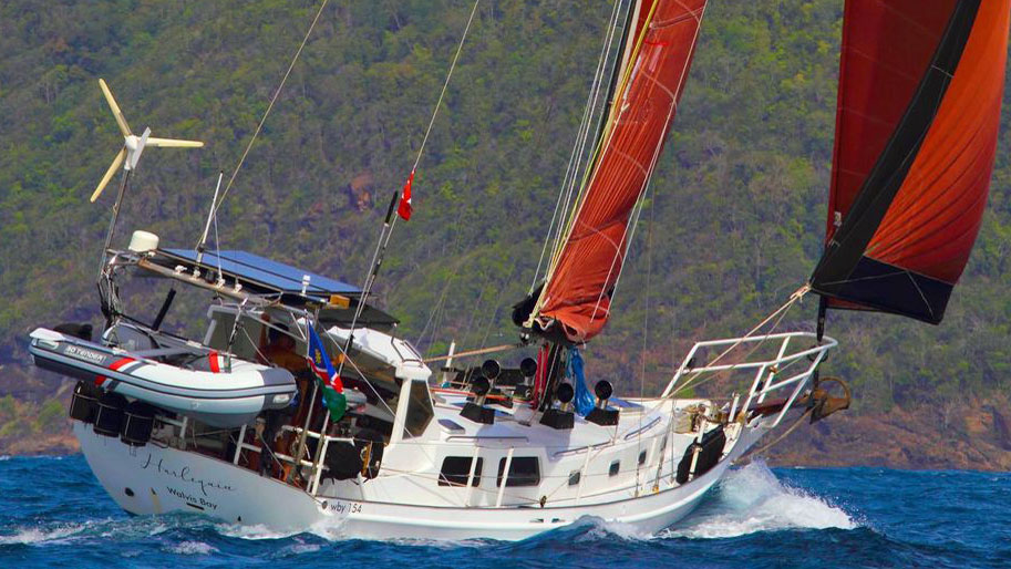Dudley Dix 40 sailboat under full sail