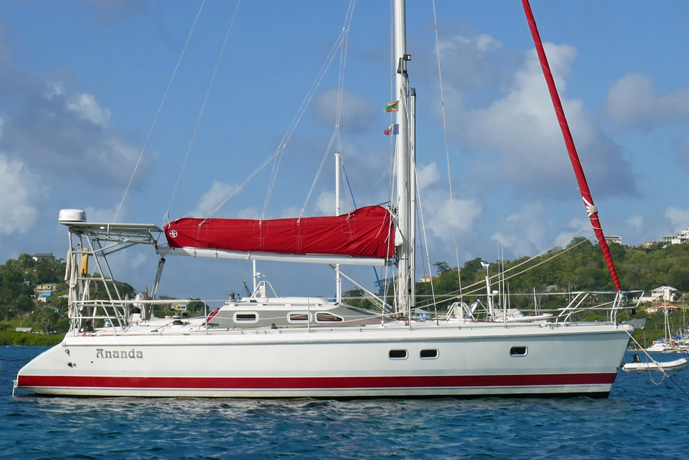 'Amanda', an Etap 38i at anchor in Tyrell Bay,Carriacou, an island in the West Indies