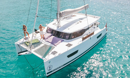 A Fountaine Pajot Lucia 40 Catamaran at anchor