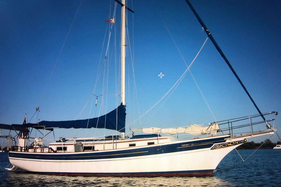 A Gozzard 36 sailboat at anchor