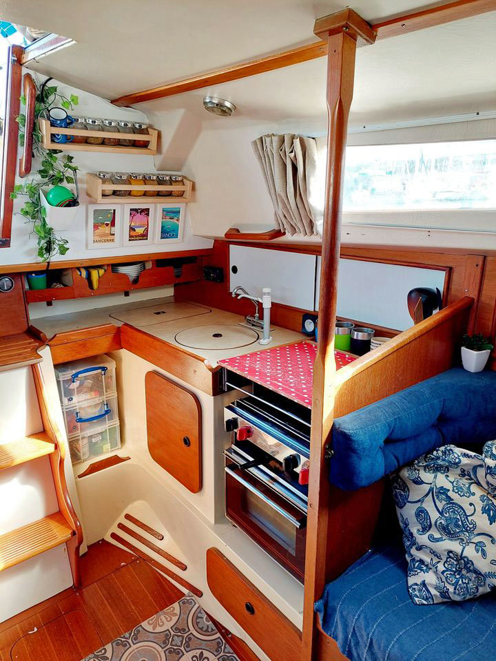 Halmatic 30 sailboat galley