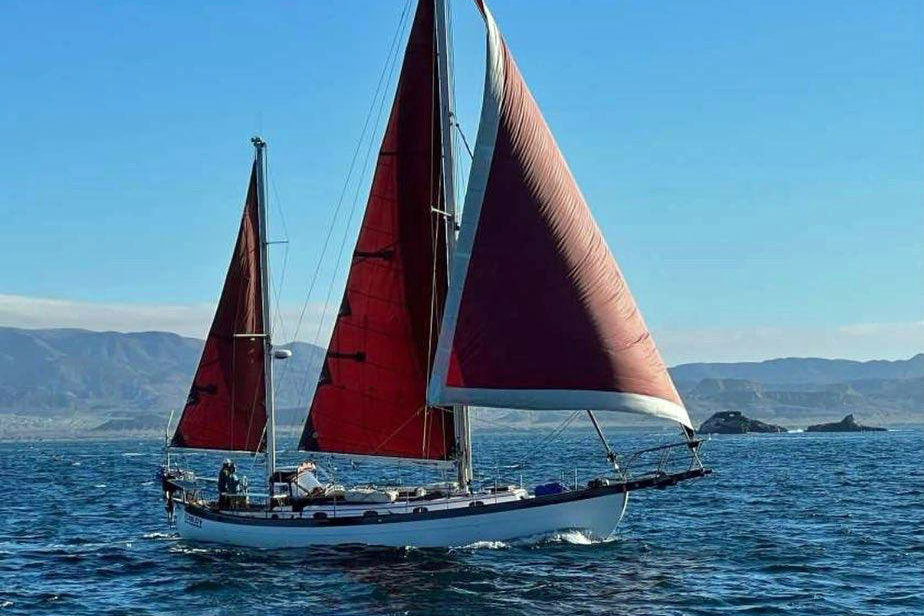 'Remedy', a staysail ketch version of the Hans Christian 43, shown here making good progress under sail