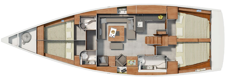 Hanse 455 Accommodation layout
