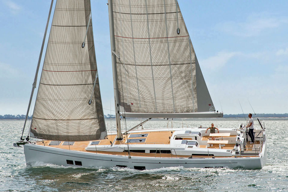 A Hanse 548 sailing to windward
