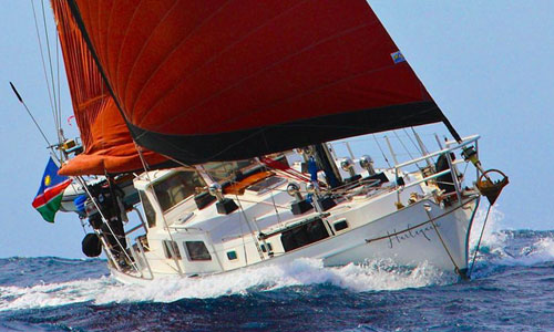 'Harlequin', a Dudley Dix Hout Bay 40 Sailboat underway