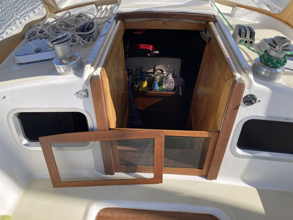 The companionway on a J/40 sailboat