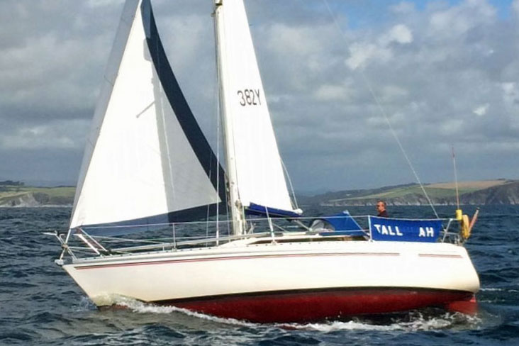 A Jeanneau 'Attalia' 32 yacht sailing on a broad reach
