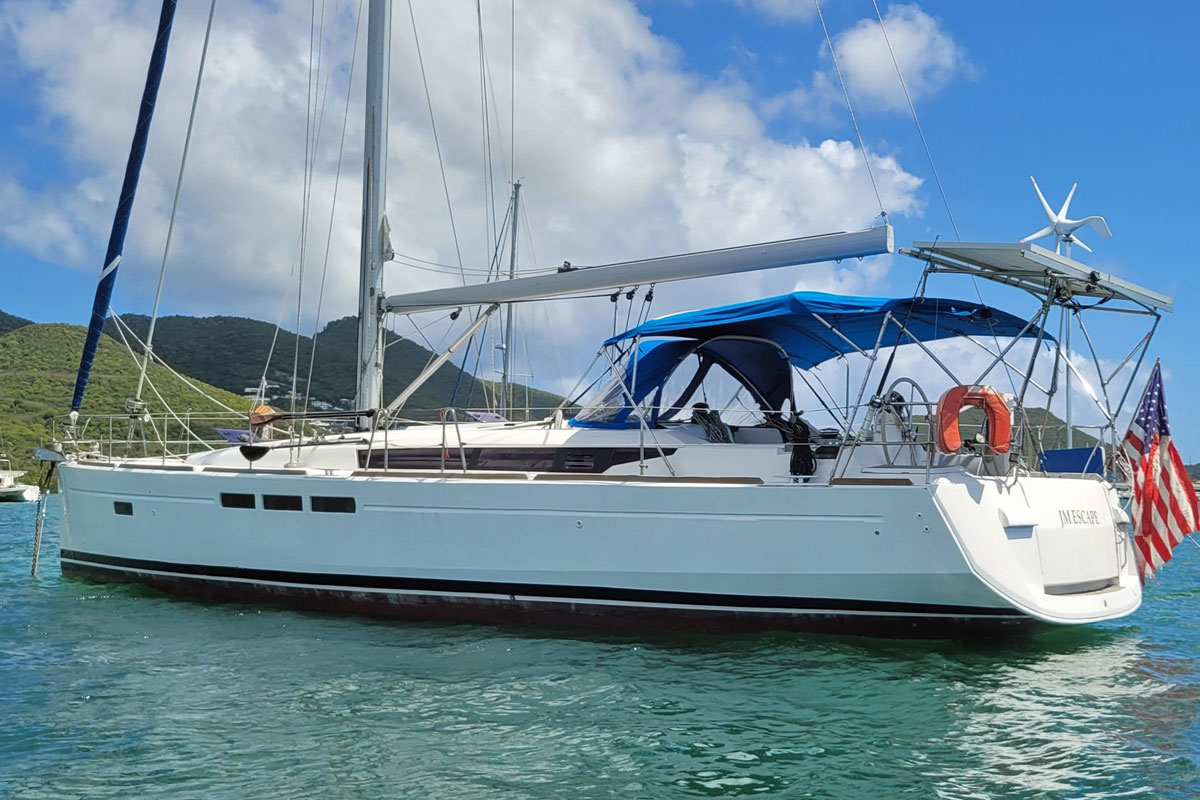 A Jeanneau Sun Odyssey 519 sailboat at anchor A Jeanneau Sun Odyssey 519 sailboat at anchor