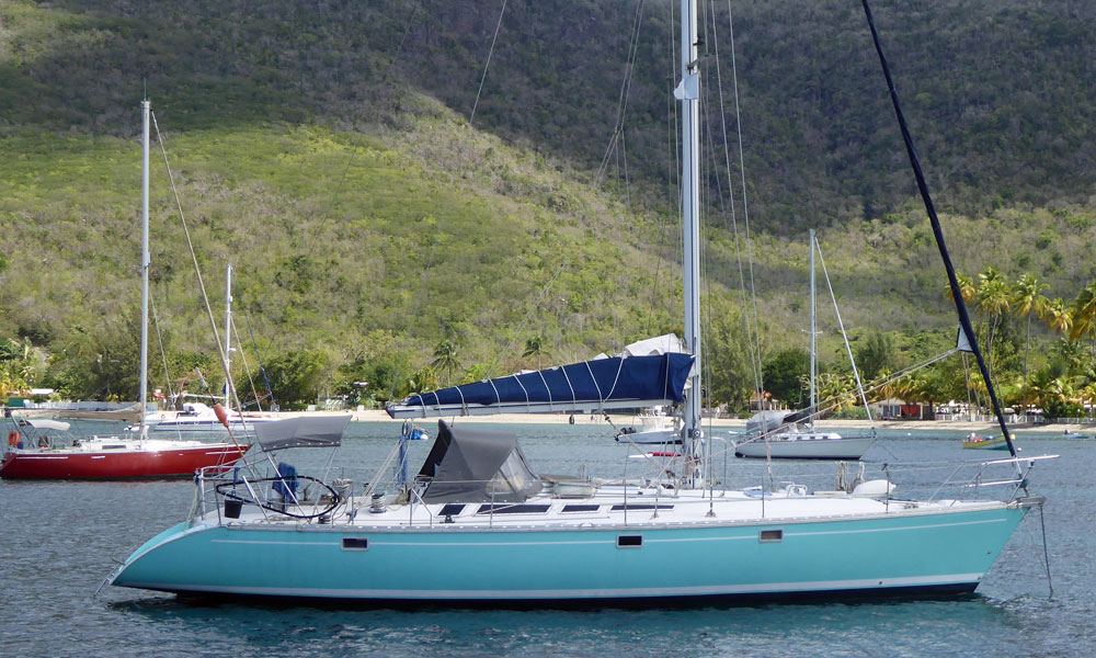 A Jeanneau 'Sun Odyssey' 47 sailboat at anchor