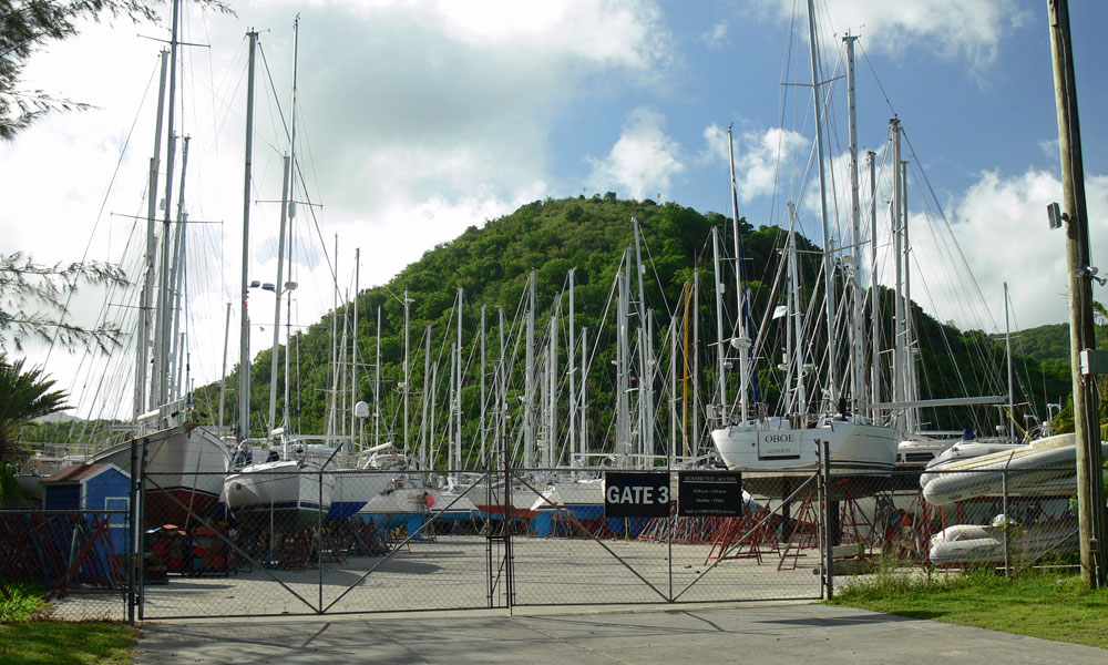 Long-term storage yard at Jolly Harbour