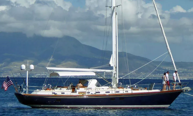 Little Harbor 54 at anchor off Nevis, West Indies