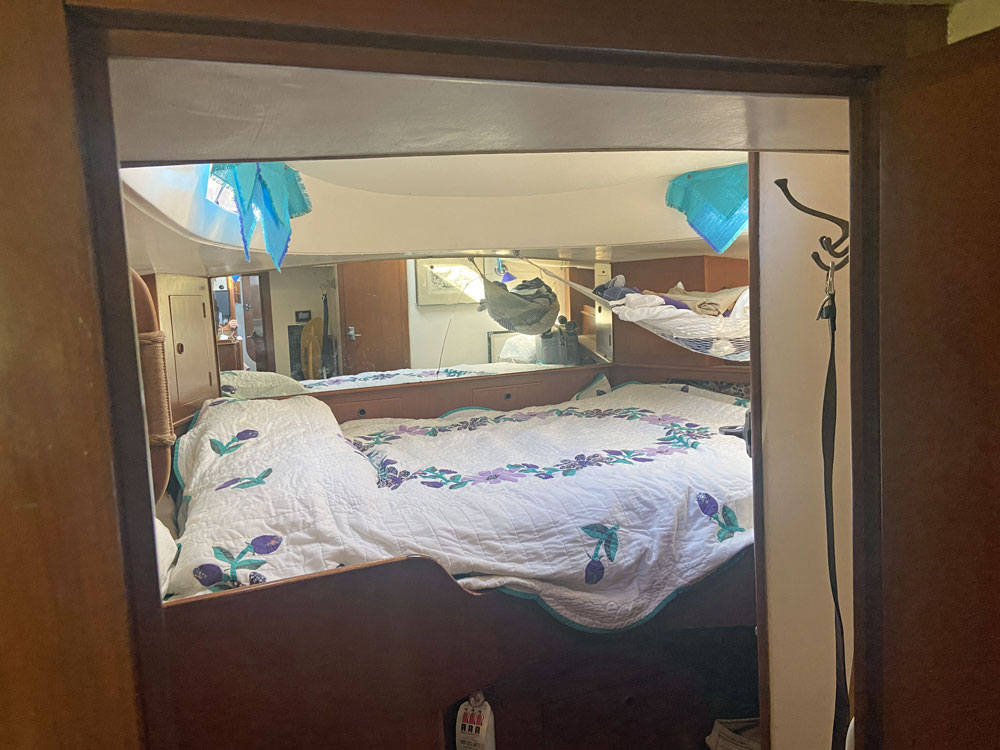 Primary stateroom on a Moody 44 sailboat