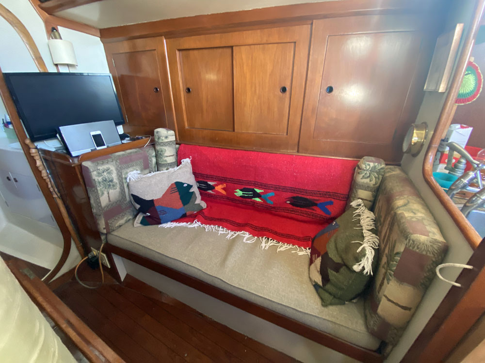 Settee berth on a Moody 44 sailboat