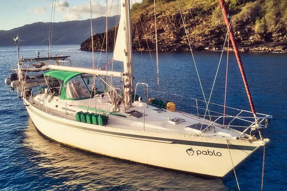 Moody 47 sailboat at anchor