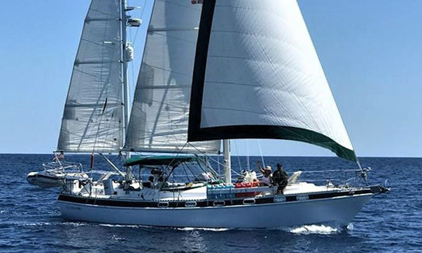 'Celebration' a Morgan 415 Out Island ketch under full sail