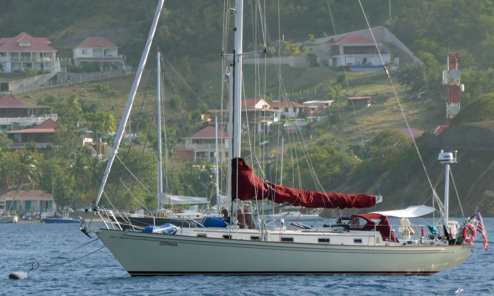 'Cotinga', a Morris 46 sailboat moored in Les Saintes, Guadeloupe