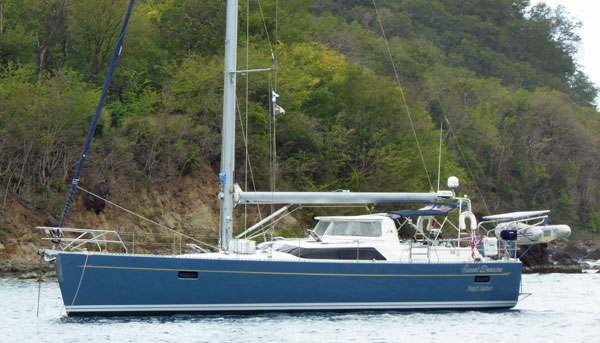 'Sweet Dreams', a Stephen Custom 47 sailboat at anchor in Deep Bay, Antigua, West Indies