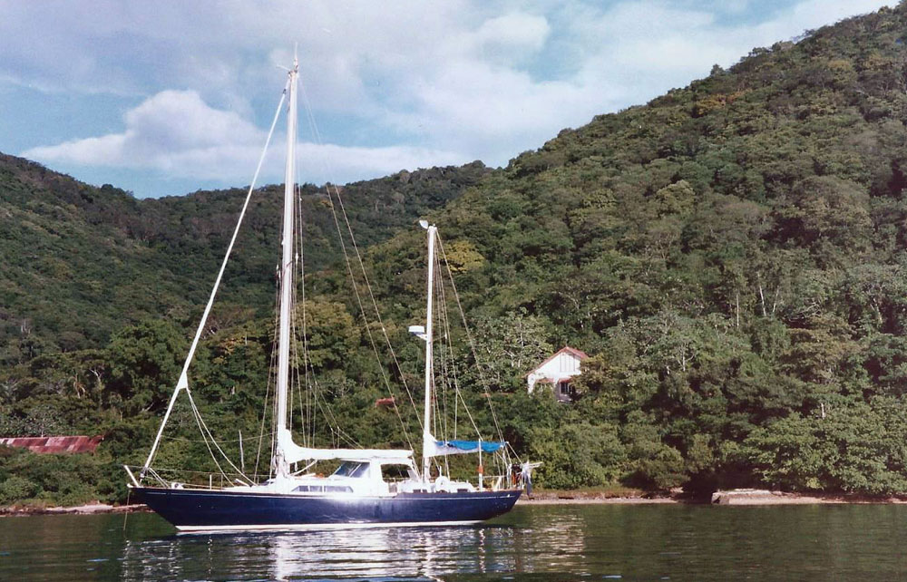 'Capercaillie', a Nicholson 48 Ketch Sailboat at anchor