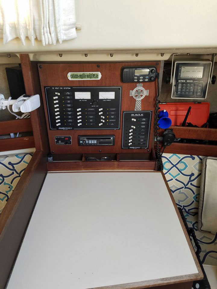 The navigation station on an O'Day 30 sailboat