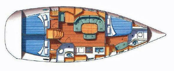 Beneteau Oceanis Clipper 393 Sailboat, interior layout plan