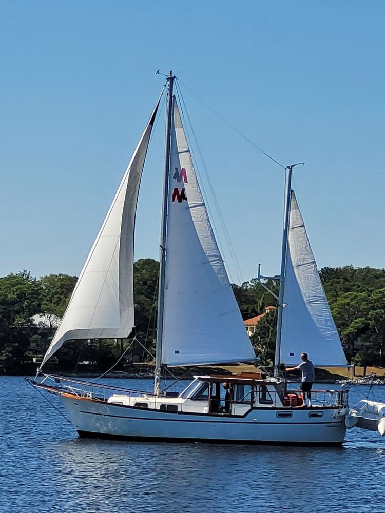 Jib, mailsail and mizzen