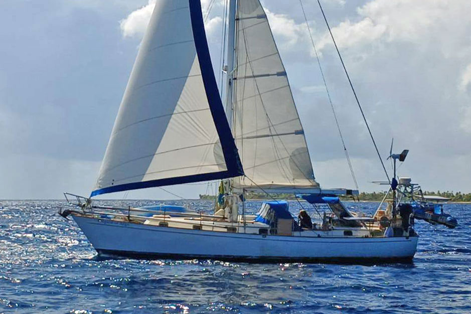 A Peterson 44 sailboat under full sail