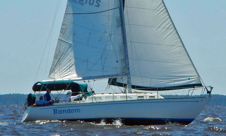 A Ranger 33 cruising sloop under full sail