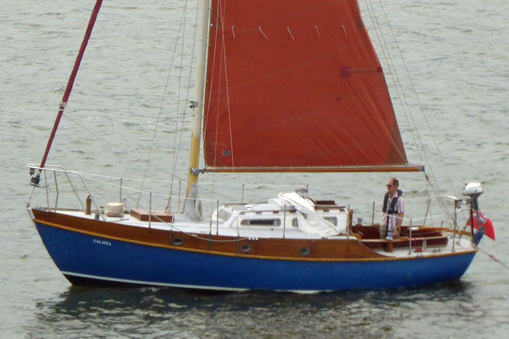 A Rossiter Pintail, a sea-kindly heavy displacement sailboat.