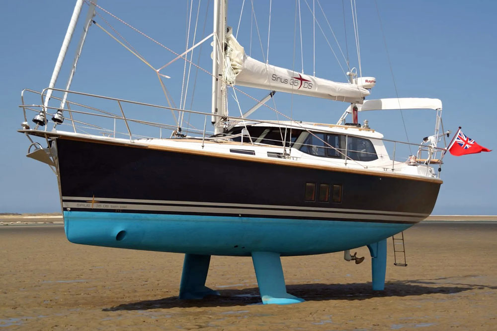 A bilge keel version of the Sirius 35 dried out