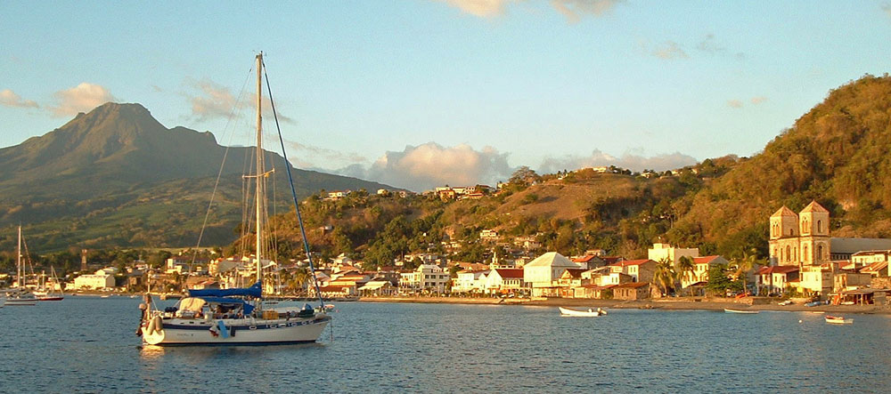 St Pierre, Martinique with Mt Pele on the left