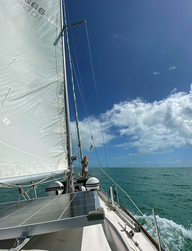 A Tartan 34C sailboat at sea