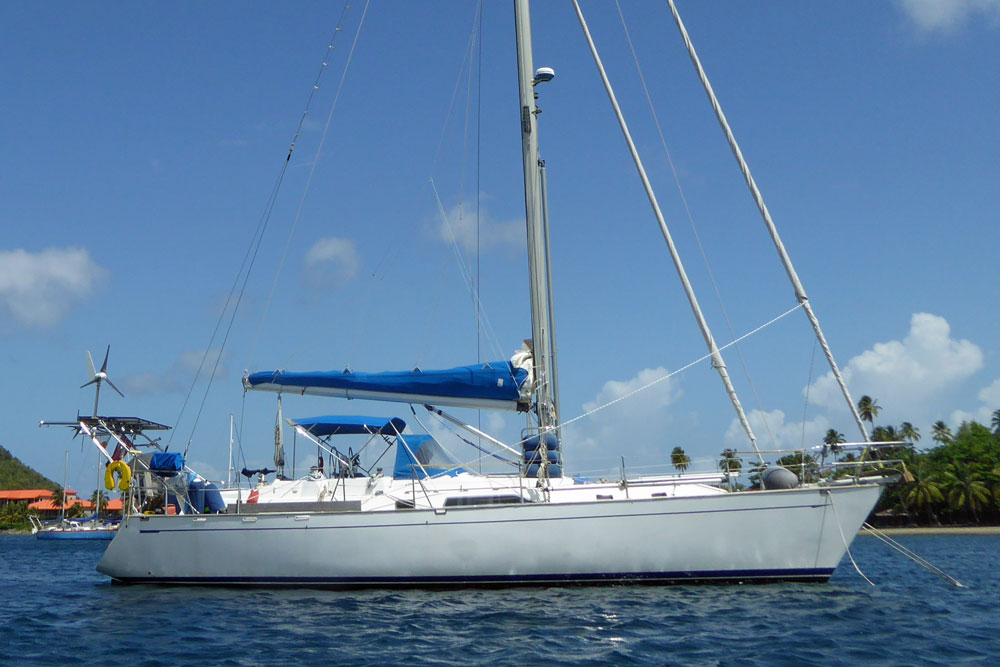 A Tayana 47 at anchor in Prince Rupert Bay, Dominica, West Indies