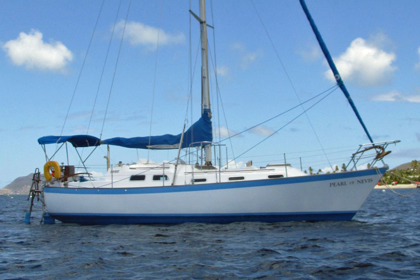 A Vancouver 32 sailboat at anchor off Nevis in the West Indies