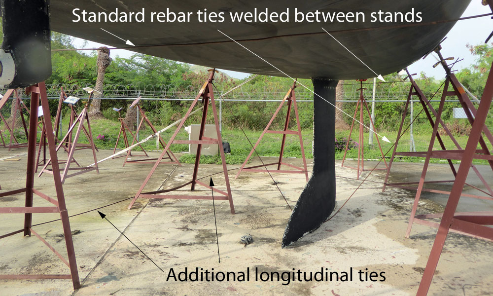 Tripods stands welded one to the other with welded rebar