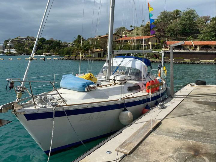 The Westerly Oceanlord 41 'Tiggerr' alongside in Secret Harbour, Grenada, West Indies