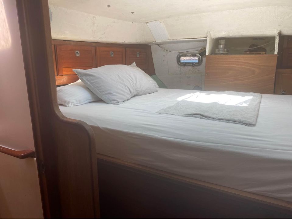 A sleeping berth in a Westerly Oceanlord 41 sailboat