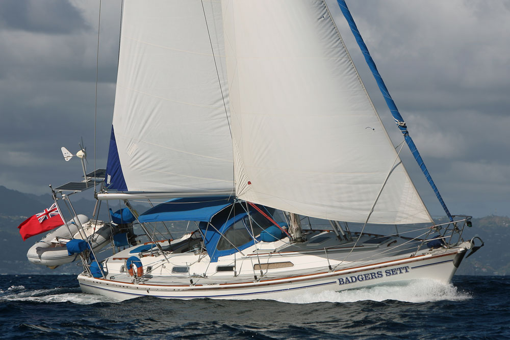 A Westerly Oceanlord 41 sailboat making good progress under full sail