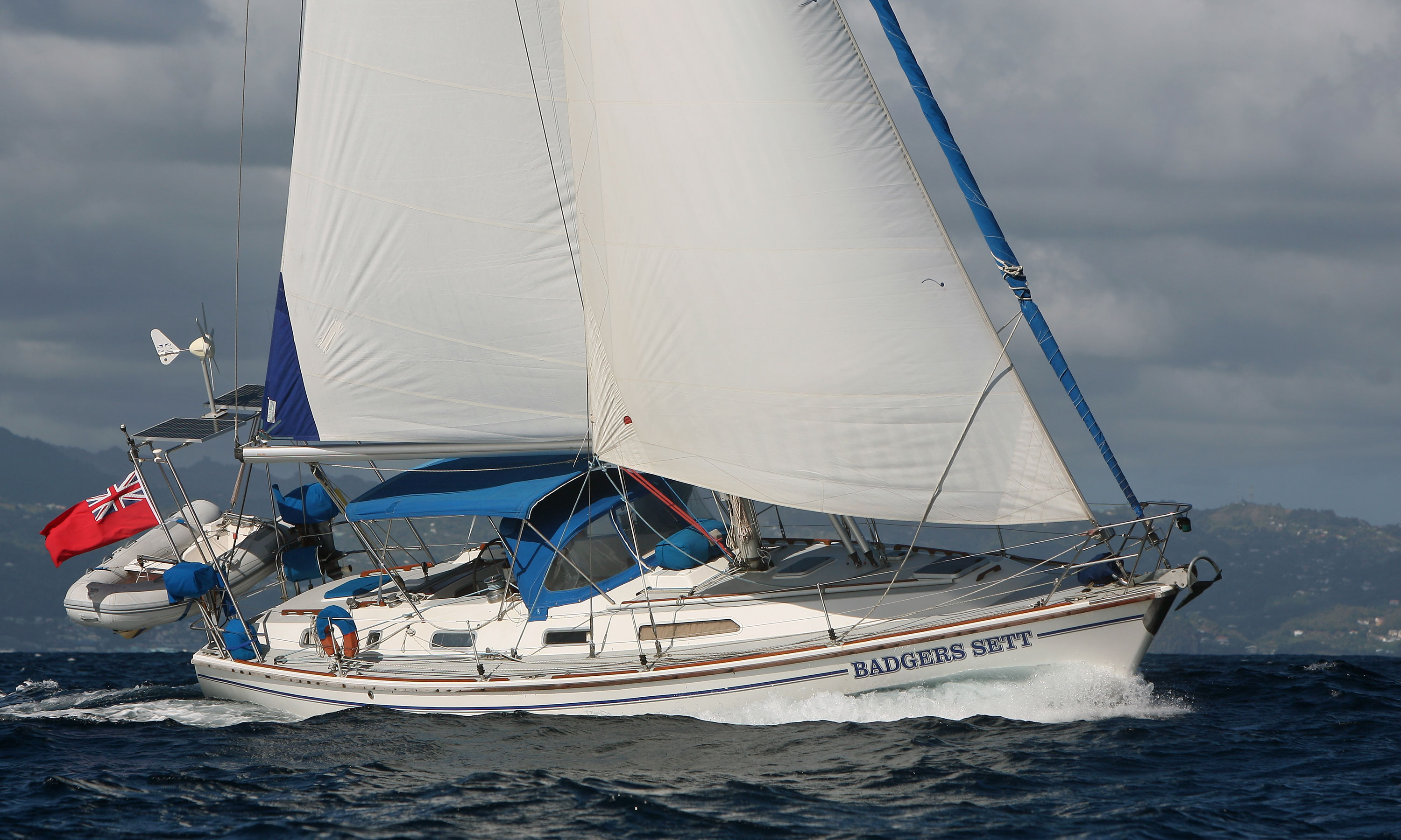 A Westerly Oceanlord 40 moderate displacement sailboat (Displacement/Length Ratio = 213)