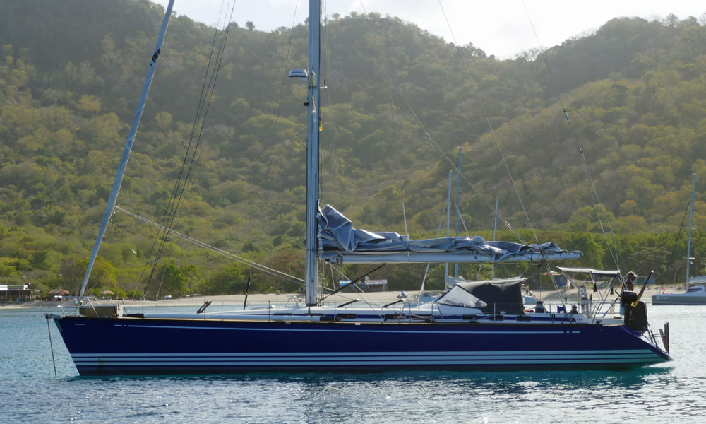 An X-612 fast cruising yacht at anchor in Chatham Bay, Union Island, West Indies