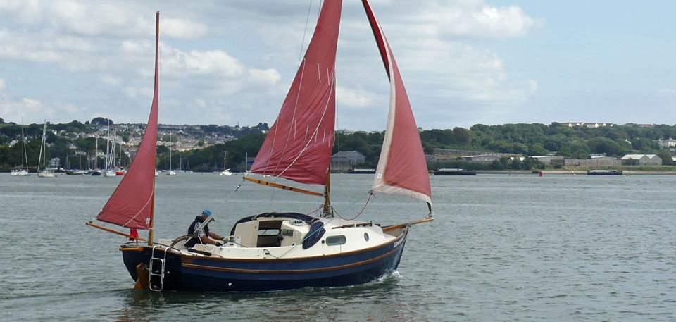 A yawl under full sail