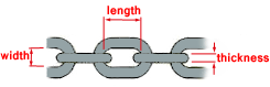sketch showing anchor chain link dimensions