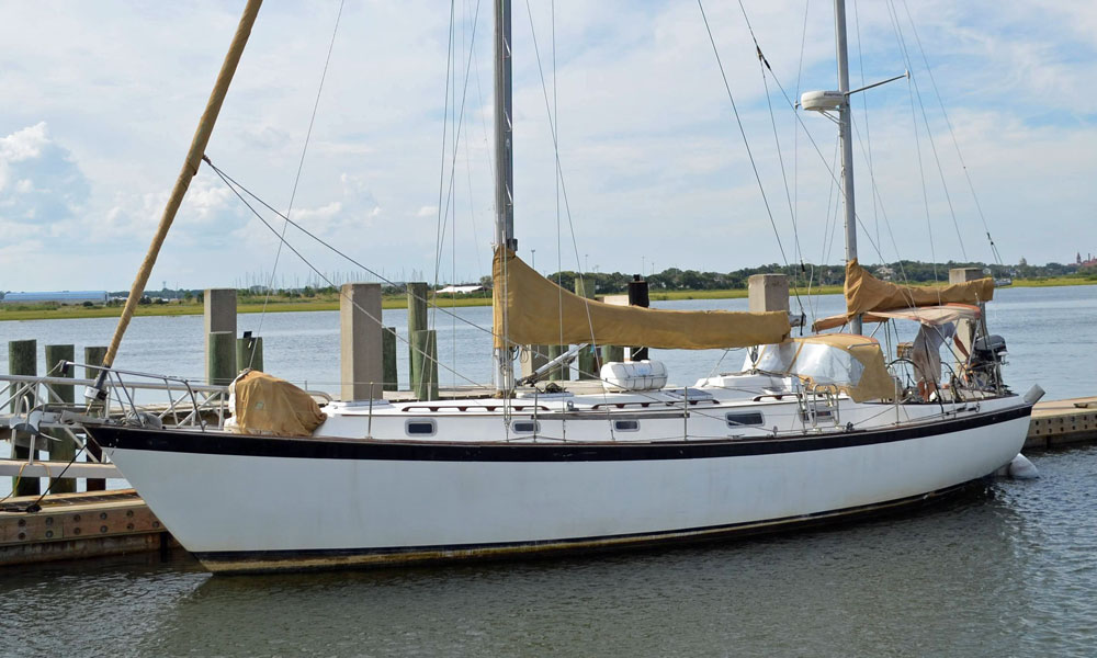 A Pearson 424 ketch cruising yacht