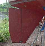 A full skeg rudder on a sailboat