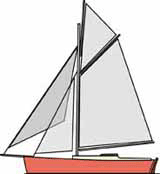 A gaff rigged cutter with a topsail set.