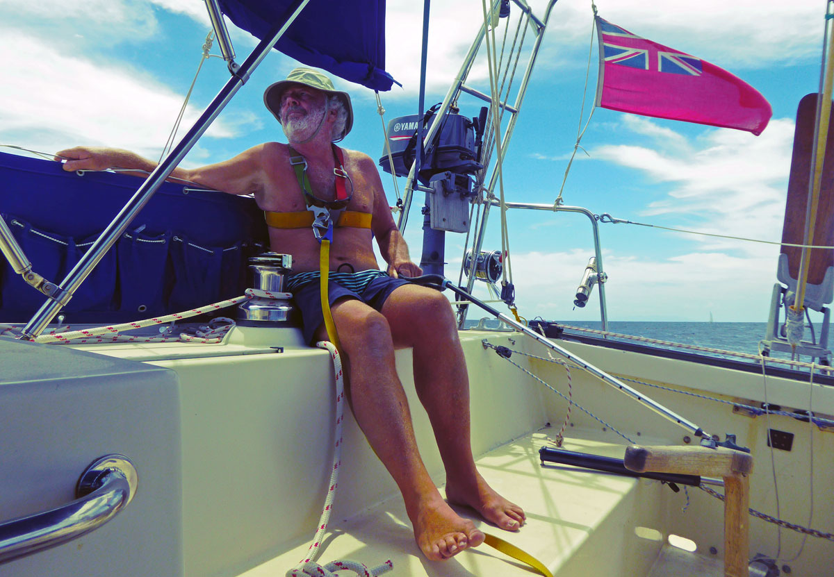 Hand steering Alacazam with a tiller extension