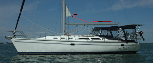 An in-mast furling system on a Catalina C400