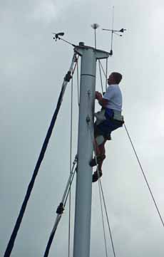 Climbing a sailboat mast in a bosun's chair
